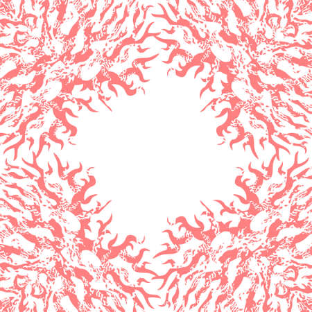 Ornamental stylized frame with abstract textured sea corals. Hand drawn vector graphic. Element for design ocean background, print, poster, banner, textile, greeting card.のイラスト素材