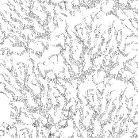 Black and white winter seamless pattern with abstract snowy trees on white background. Manual graphic with textured stylized silhouettes natural landscape.のイラスト素材