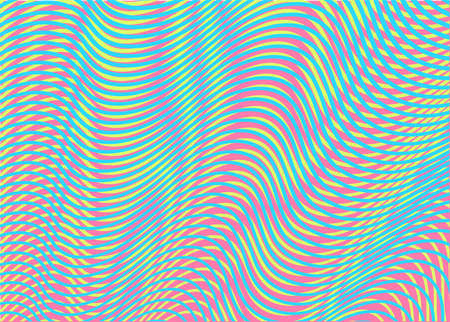 Digital abstract rainbow texture with soft blending bright colored lines. Line art holographic and moire effect of optical illusion. Can be used as design of books, websites, accessories for phones.のイラスト素材