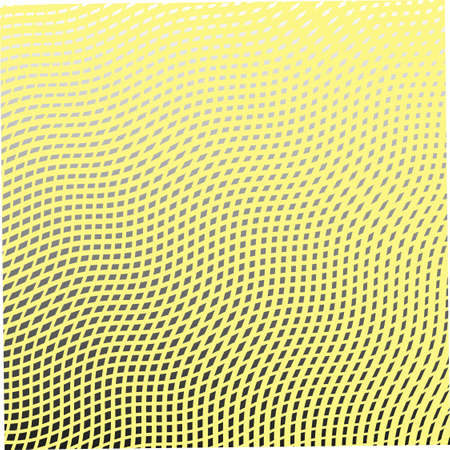 Yellow trendy grid monochrome texture from wavy cross lines. Wavy reticulated effect texture for web, mobile accessories, business card, package,のイラスト素材