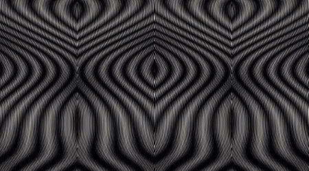 Monochrome ornamental geometric striped texture with wave effect. Trendy and cool blending abstract...
