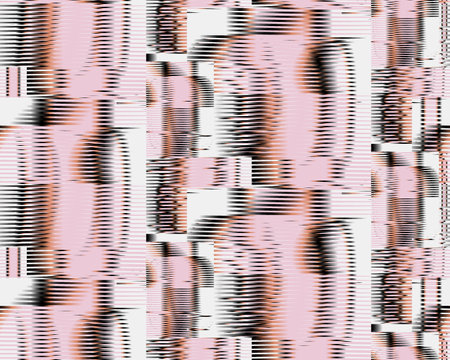 Light geometric vector abstract pattern with glitch effect of stripes and shapes. Psychedelic vector background for wall art, wallpaper, package, textile, poster, interior decor.のイラスト素材