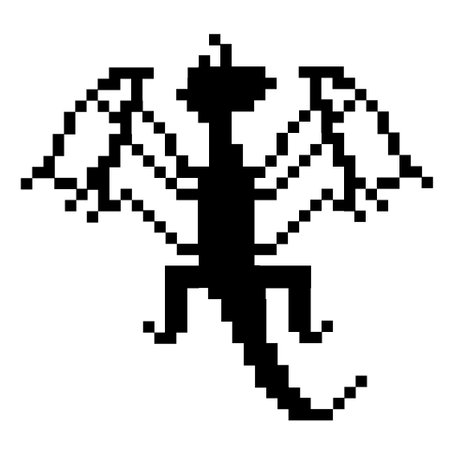 Black and white silhouette of dragon isolated on white background in pixel art style. For celebrating chinese new year, home textile, bedding, wallpaper, apparel fabric, package.. Vector illustrationのイラスト素材