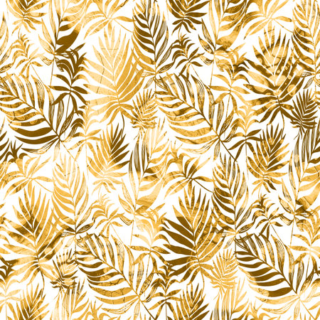 Light brown beige tropical foliage nature seamless pattern. Floral background for bedding, wallpaper, accessories, outerwear, cloth textile.の写真素材