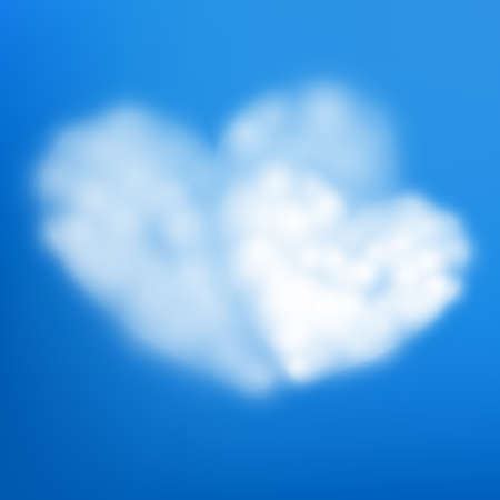 Pair heart shaped cloud in the blue sky. Valentine s day.