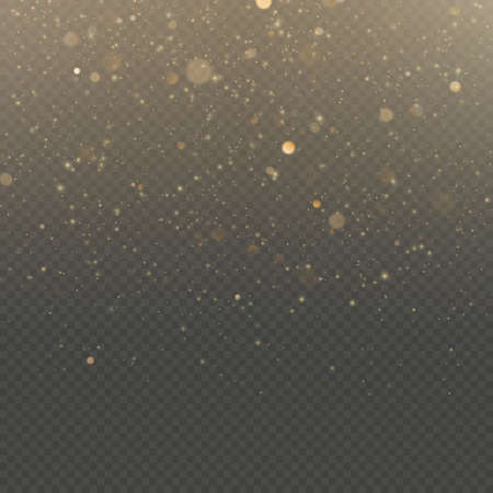 Glitter particles overlay effect. Gold glittering star dust sparkling particles on transparent...