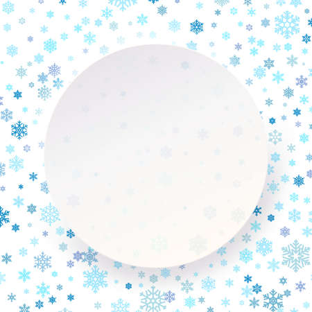 Merry Christmas & Happy New Year white circle label template for placard, banner, card, flyer, poster.のイラスト素材