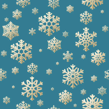 Seamless Christmas background from snow flakes applique on blue background.のイラスト素材