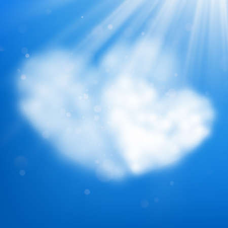 Pair heart shaped cloud in the blue sky. Valentine s day.のイラスト素材