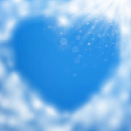 Heart frame from cloud in the sky. Valentines day template.のイラスト素材