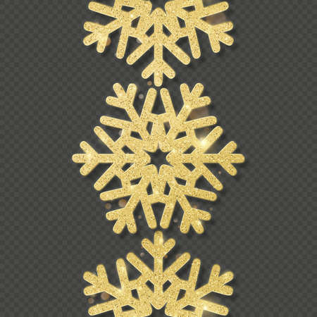 Christmas card template with shining gold snowflakes overlay object. EPS 10 vector fileのイラスト素材