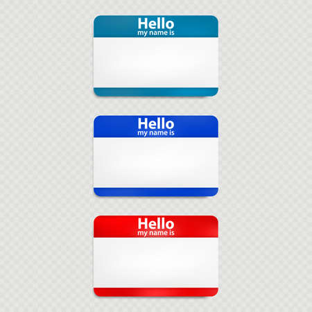 Set of red and blue hello name tag isolated.のイラスト素材