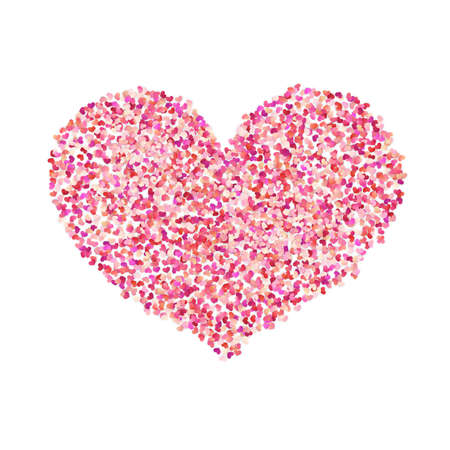 Heart shape color confetti. Valentines petals top view. Isolated on white background. EPS 10 vector fileのイラスト素材