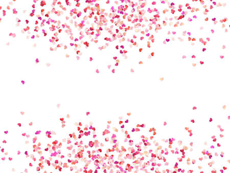 Multicolor paper hearts. Effect confetti easy to use. Valentines petals top view. Isolated on white background. EPS 10 vector fileのイラスト素材