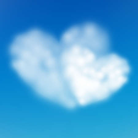 Pair heart shaped cloud in the blue sky. Valentine s day. EPS 10 vector fileのイラスト素材