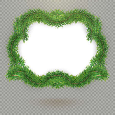 Christmas decorative fir tree frame with copy space and shadow. EPS 10 vector file includedのイラスト素材