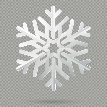 White realistic folded paper Christmas snowflake with shadow isolated on transparent background. EPS 10 vector fileのイラスト素材
