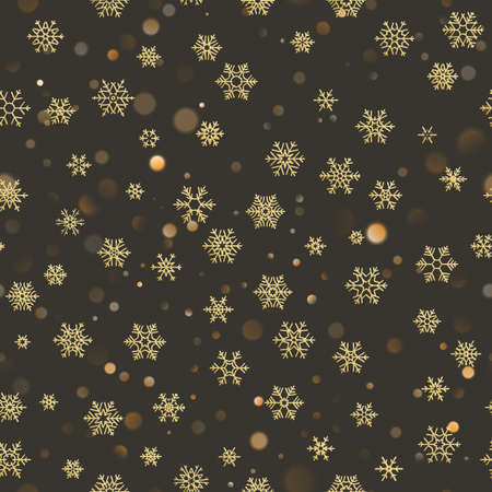 Merry Christmas holiday decoration effect. Golden snowflake seamless pattern. EPS 10 vector fileのイラスト素材