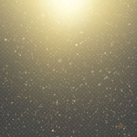 Christmas or New Year glowing sparkles rain. Abstract gold glitter space nebula shine effect. Golden dust overlay layer. Twinkling confetti, shimmering dot lights. EPS 10 vector fileのイラスト素材