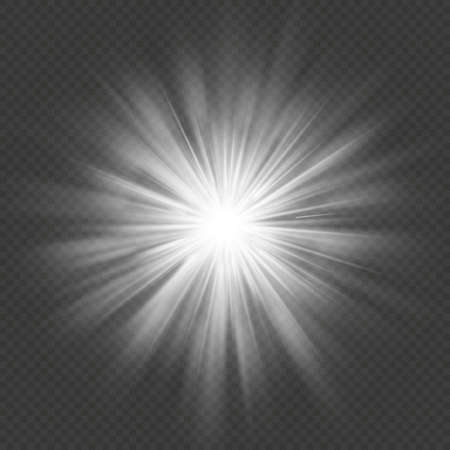 White glow star burst flare explosion transparent light effect. EPS 10 vector fileのイラスト素材