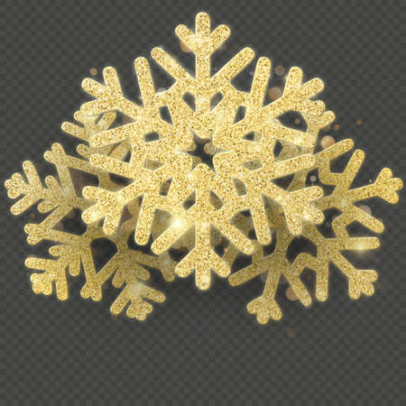 Christmas card template with shining gold snowflakes overlay object. EPS 10 vector fileのイラスト素材