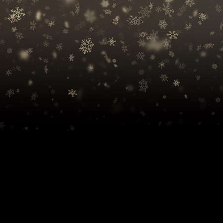 Glitter particles snowflakes overlay effect. Gold glittering star dust sparkling particles on black background. EPS 10 vector fileのイラスト素材