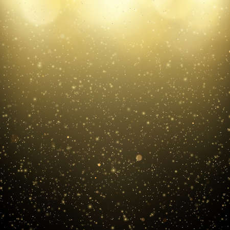 Gold bokeh on dark background. Glitter gold de-focused lights on black background. EPS 10 vector fileのイラスト素材