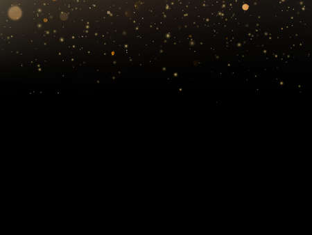 Glitter particles overlay effect. Gold glittering star dust sparkling particles on black background. EPS 10 vector fileのイラスト素材