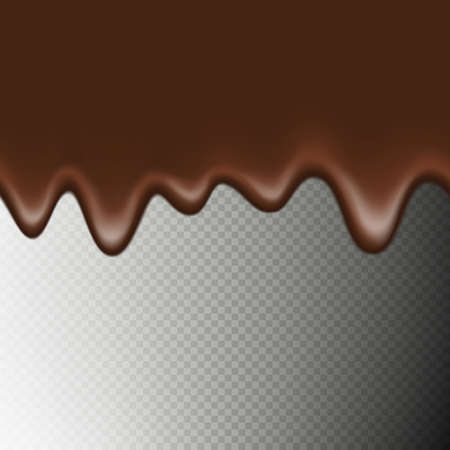 Realistic seamless horizontal border hot chocolate isolated on transparent background. Melted flowing chocolate drips. EPS 10のイラスト素材