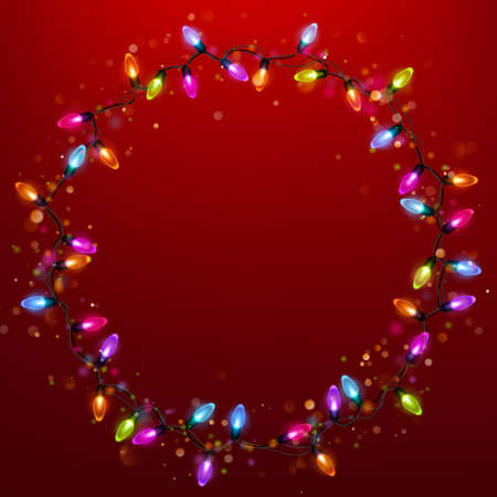 Light garland ring template on red background. EPS 10のイラスト素材