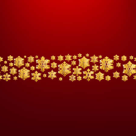 Merry Christmas background with gold snowflakes. Greeting card template. EPS 10 vector file includedのイラスト素材