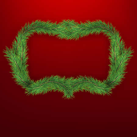 Winter holiday background with fir tree frame. Border with Christmas tree branches. Great for New Year posters, cards, headers, banners.のイラスト素材