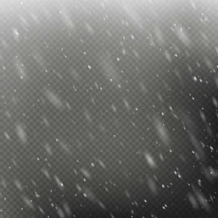 Effect - falling Christmas shining snow. Snowstorm or blizzard. Heavy snowfall. Isolated on transparent background. EPS 10のイラスト素材