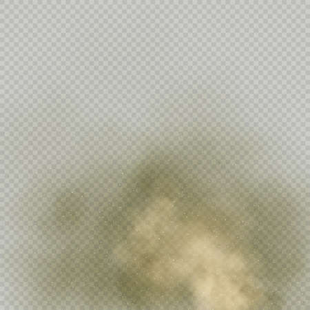Effect beige dust or powder on transparent background. Dry soil explosion. Brown smoke particle exhale in air.のイラスト素材