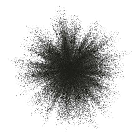Pointillism burst dots pattern. Sunburst abstract monochrome dotted geometric halftone. EPS 10のイラスト素材