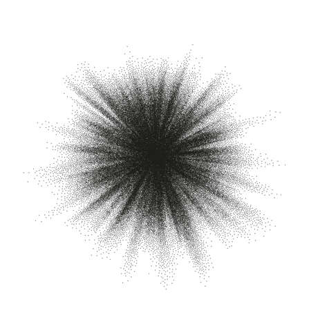 Pointillism burst dots pattern. Sunburst abstract monochrome dotted geometric halftone. EPS 10のイラスト素材