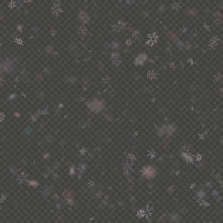 Falling snow flake purple overlay effect teplate isolated on transparent background. EPS 10のイラスト素材