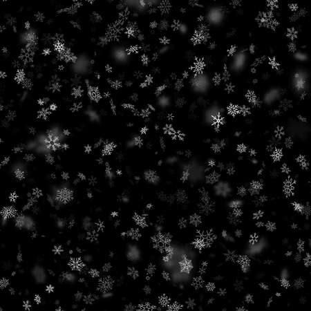 Christmas, New year snowflakes stars on a black background. Falling snow template. EPS 10のイラスト素材