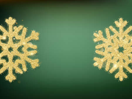 Green blurred bokeh lights for Christmas and New Year celebration. Magical template with glittery background and snowflakes. EPS 10のイラスト素材