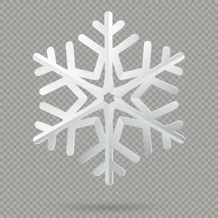 White realistic folded paper Christmas snowflake with shadow isolated on transparent background. EPS 10 vector fileのイラスト素材