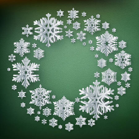 Abstract winter background with paper snowflakes on red background. EPS 10 vector fileのイラスト素材