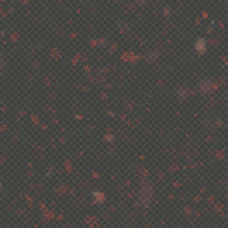 Falling snow flake red overlay effect teplate isolated on transparent background.の写真素材