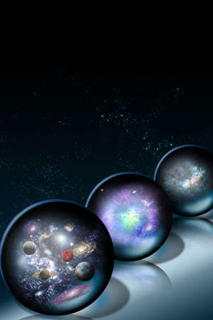 Space glass balls on a dark backgroundの写真素材