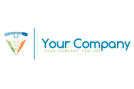 illustration of caduceus medical symbol on a triangle on a white background.のイラスト素材