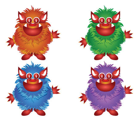 hairy monster isolated on a white backgroundのイラスト素材