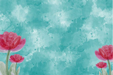 Greeting card flowers. Watercolor. Hand painting. Inscription. Lotus Flower, Thank You Card, Invitation, Resizable design with background for your design.の写真素材