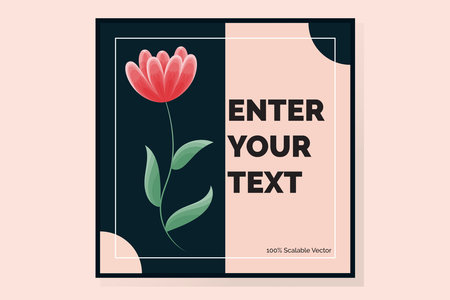 Vector 100% Scalable Card Design for Your Message with Beautiful Flower Illustration. Editable Text.のイラスト素材