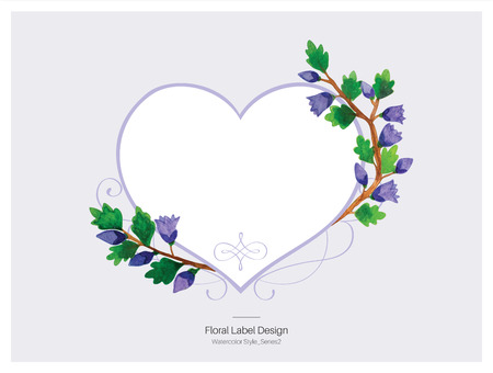 Floral label design - Watercolor style. Vector illustration.のイラスト素材