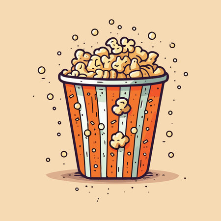 Delicious Pop Corn Vector Illustration with Yellow backgroundのイラスト素材
