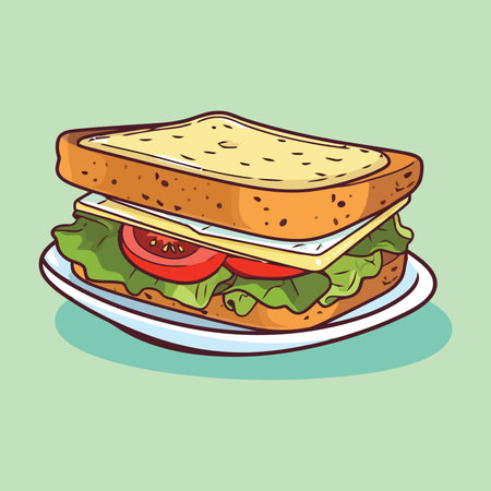 delicious sandwich vector illustration with white backgroundのイラスト素材